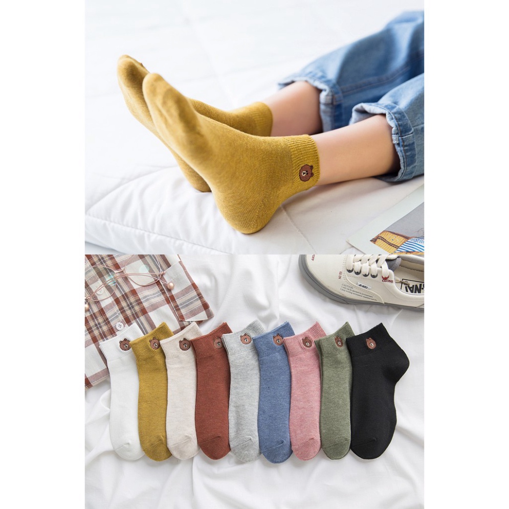 [FreeShip Giá Sập Sàn] Tất Nữ Cổ Ngắn Cute Thiết Kế Kiểu Hàn Quốc Combo 3 Đôi Nhiều Màu Co Giãn Thấm Hút Mồ Hôi