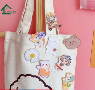 [Cele] Thỏ Nhút Nhát Hoạt Hình Dễ Thương Acrylic Huy Hiệu Túi May Trang Trí Nhật Bản Bông Tai Kẹp Thổ Cẩm Miếng Dán