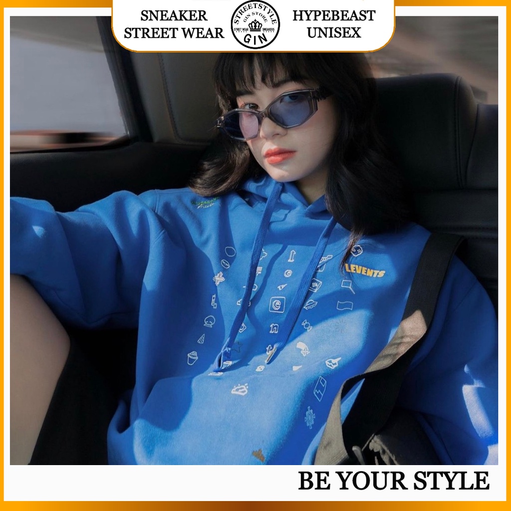 Áo hoodie LEVENTS Xanh dương Popular Logo áo khoác Hoodie nam nữ popular full tag phong cách unisex Ulzzang - Gin Store