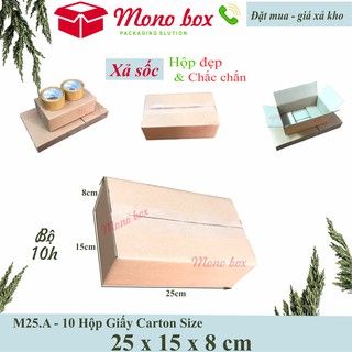 Bộ 10 thùng hộp giấy carton 25x15x8