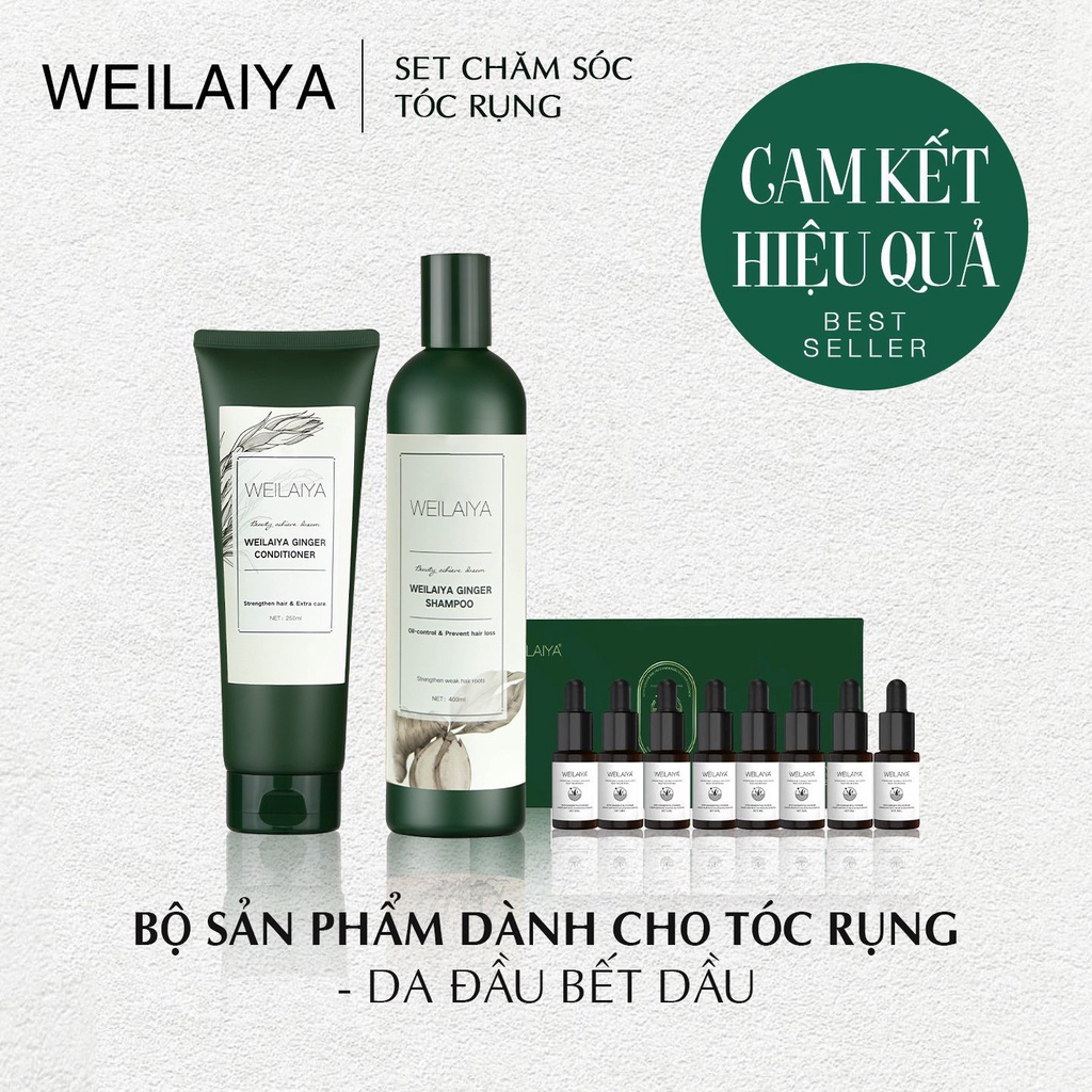 Combo Dầu Gội 400ml, Dầu Xả 250ml, Huyết thanh ngăn rụng và kích thích mọc tóc Weilaiya