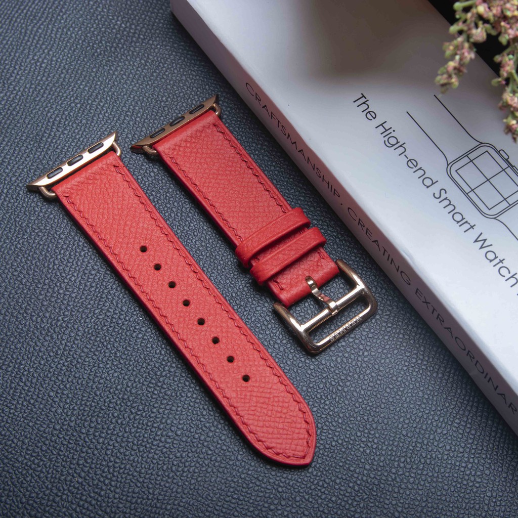 Dây Da Apple Watch - Da Epsom Đỏ Cờ