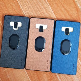 Ốp lưng Samsung Note 9 da giả vải nhám kèm iring xỏ ngón cao cấp