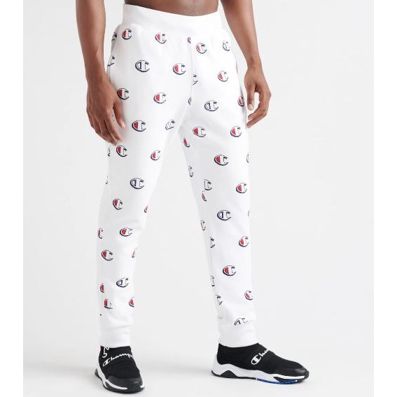 Quần jogger unisex Champion Reverse Weave Big C Allover trắng 122018 P3700 KWL bigsize