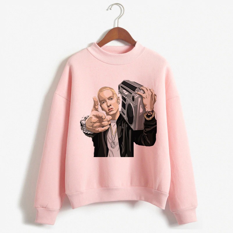 Áo Hoodie Màu Hồng In Hình Eminem Phong Cách Vintage 2020 90s