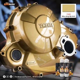 1123 _ Chai sơn xịt sơn xe máy Samurai 1123 màu vàng ánh kim tuyến lấp lánh _ sparkling gold _ shop uy tín, giá rẻ