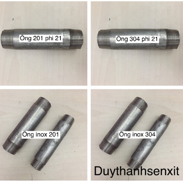 Ống 1 tấc inox 201-304 2 đầu ren phi 13,17,21,27,34