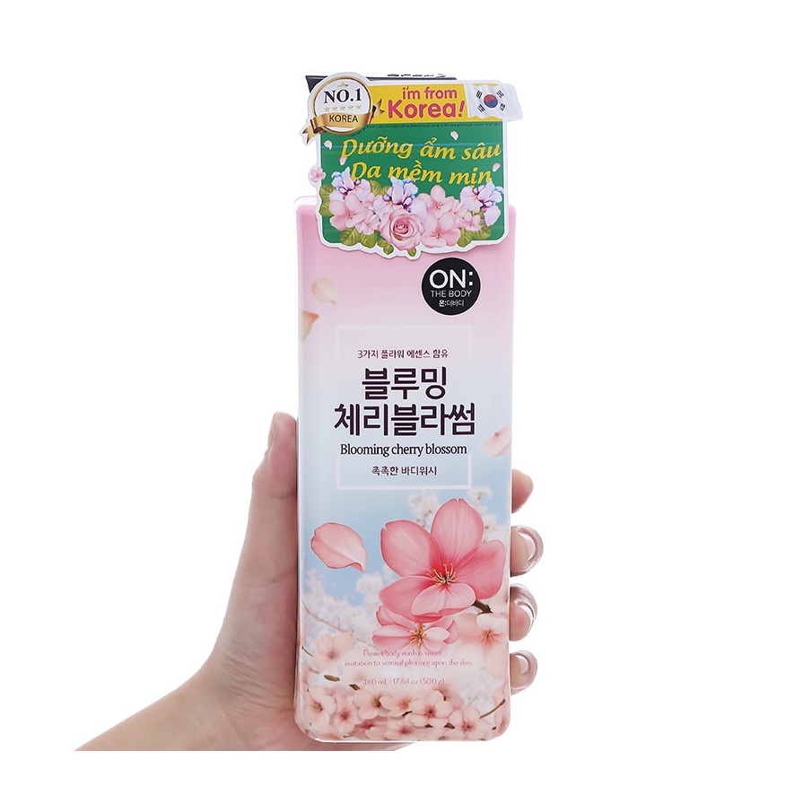 Sữa tắm On The Body Hàn Quốc hoa Anh Đào Blooming Cherry Blossom Floral chai 500g - Hàng Chính hãng