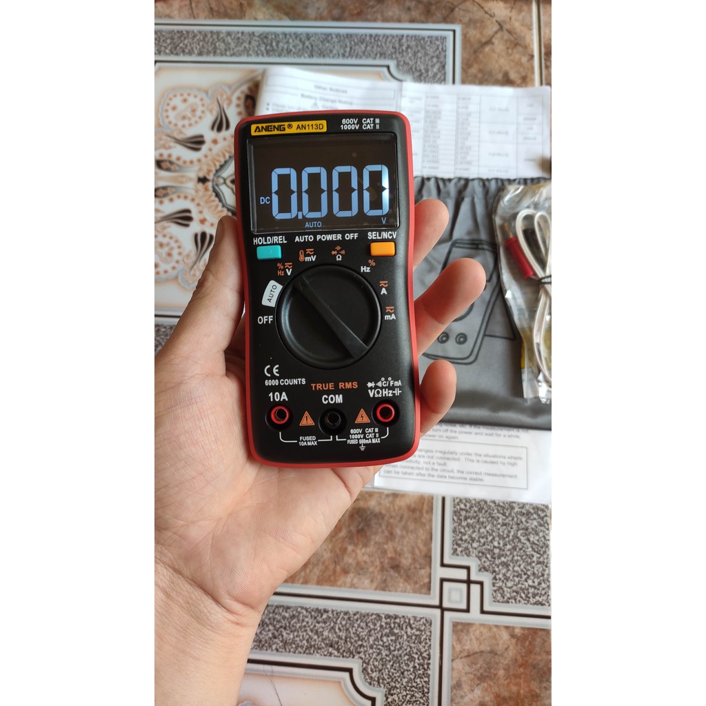 Đồng hồ vạn năng kỹ thuật số ANENG AN113D tụ 10mF, tần số 10Mhz, nhiệt độ, chế độ Auto