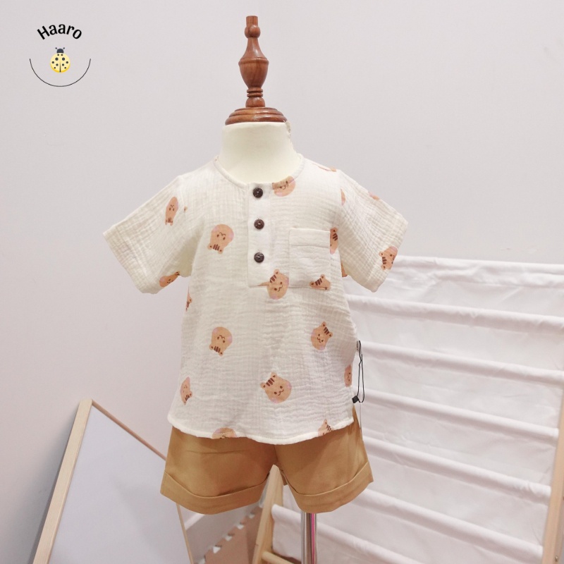 (Hàng thiết kế) Quần áo thời trang cho bé trai Roy shirt / Titus shorts_Haaro babies