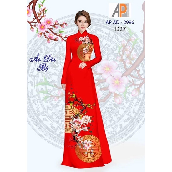Vải áo dài hoa xuân in 3D