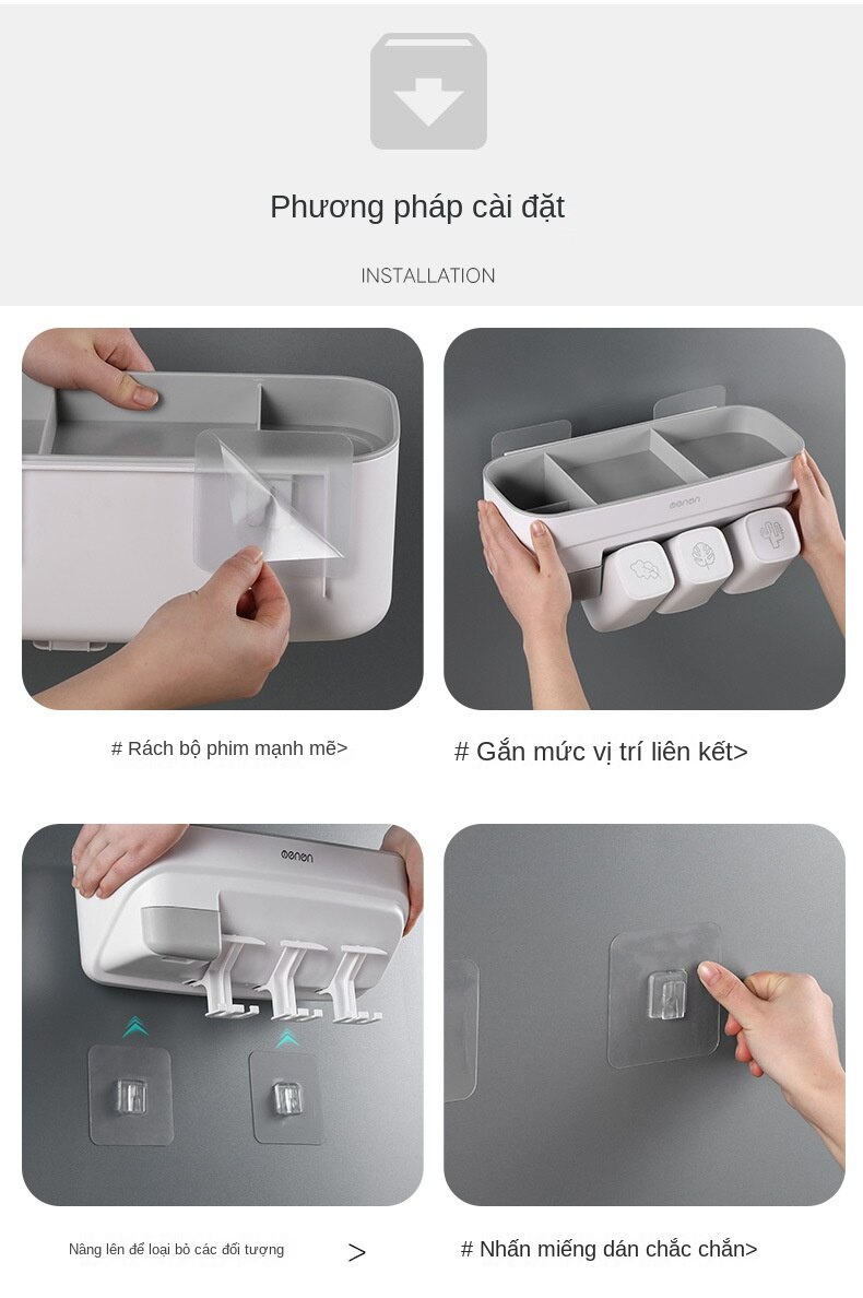 Giá Treo Bàn Chải Đánh Răng Cốc Nước Súc Miệng Hút Tường Miễn Đóng Đinh Hộp Đựng Bàn Chải Đánh Răng | BigBuy360 - bigbuy360.vn