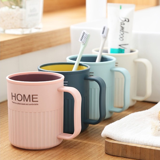 Cốc đánh răng có quai cầm, ly nhựa HOME đa năng uống nước
