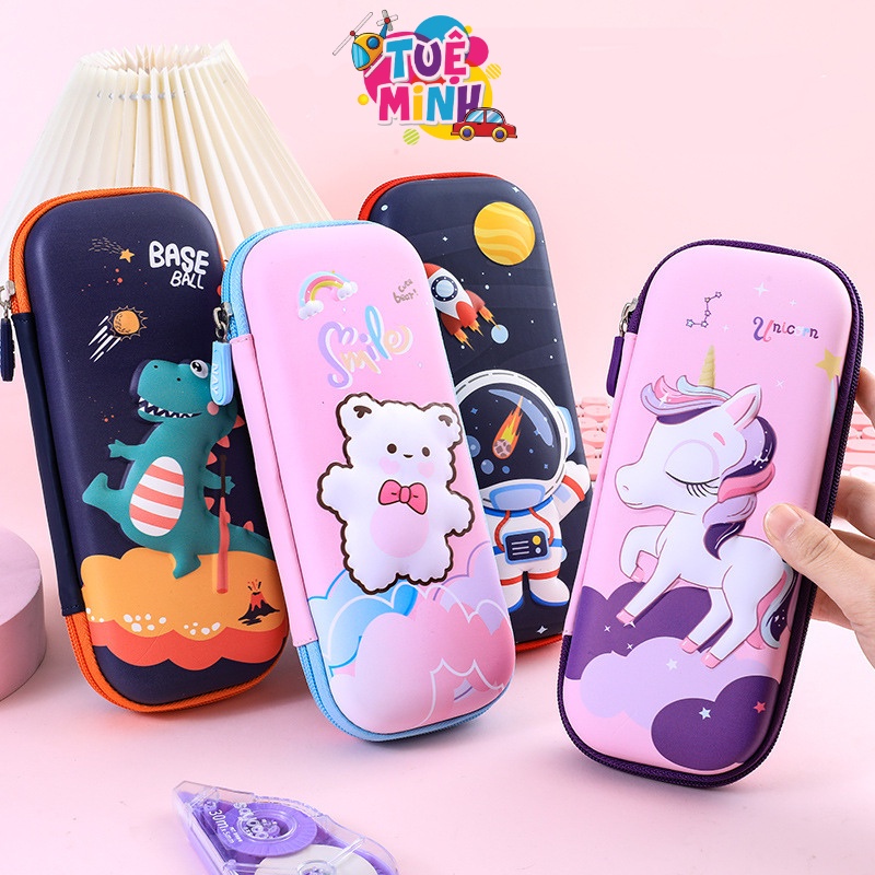 Hộp Bút Cute, Hộp Bút In Lụa 3D In Nổi Họa Tiết Dễ Thương Sáng Tạo Cho Bé
