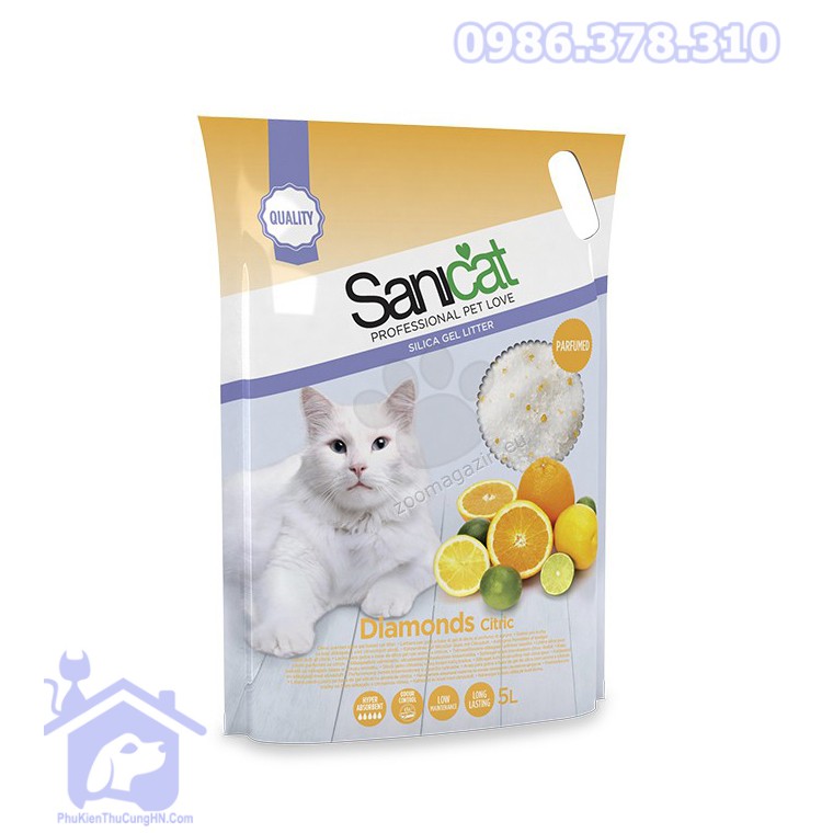  Cát thủy tinh cho mèo SANICAT SILICA GEL 5L - Phụ kiện thú cưng Hà Nội