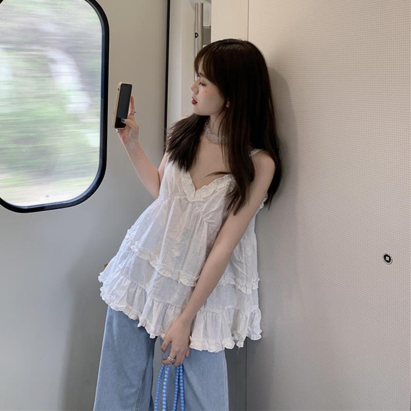 Áo Hai Dây Cổ Chữ V Thời Trang Mùa Hè Hàn Quốc Cho Nữ
