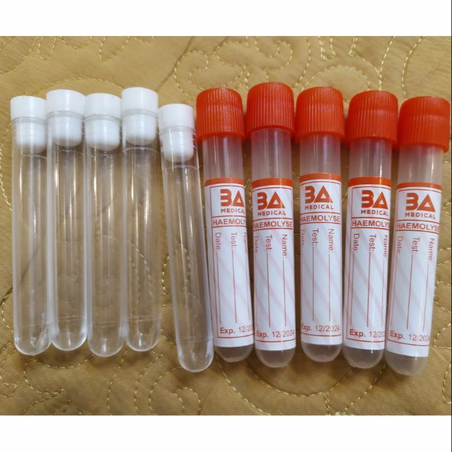 Combo 10 ống nghiệm nắp đỏ ,không có chất chống đông