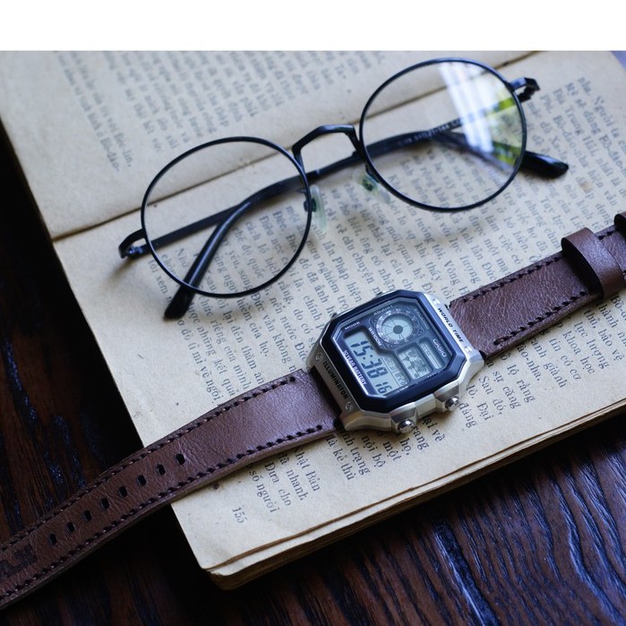 Dây đồng hồ Apple Watch , Iwatch , Iphone Watch Da Bò Màu Cà Phê Sữa RAM Leather  Bền Đẹp