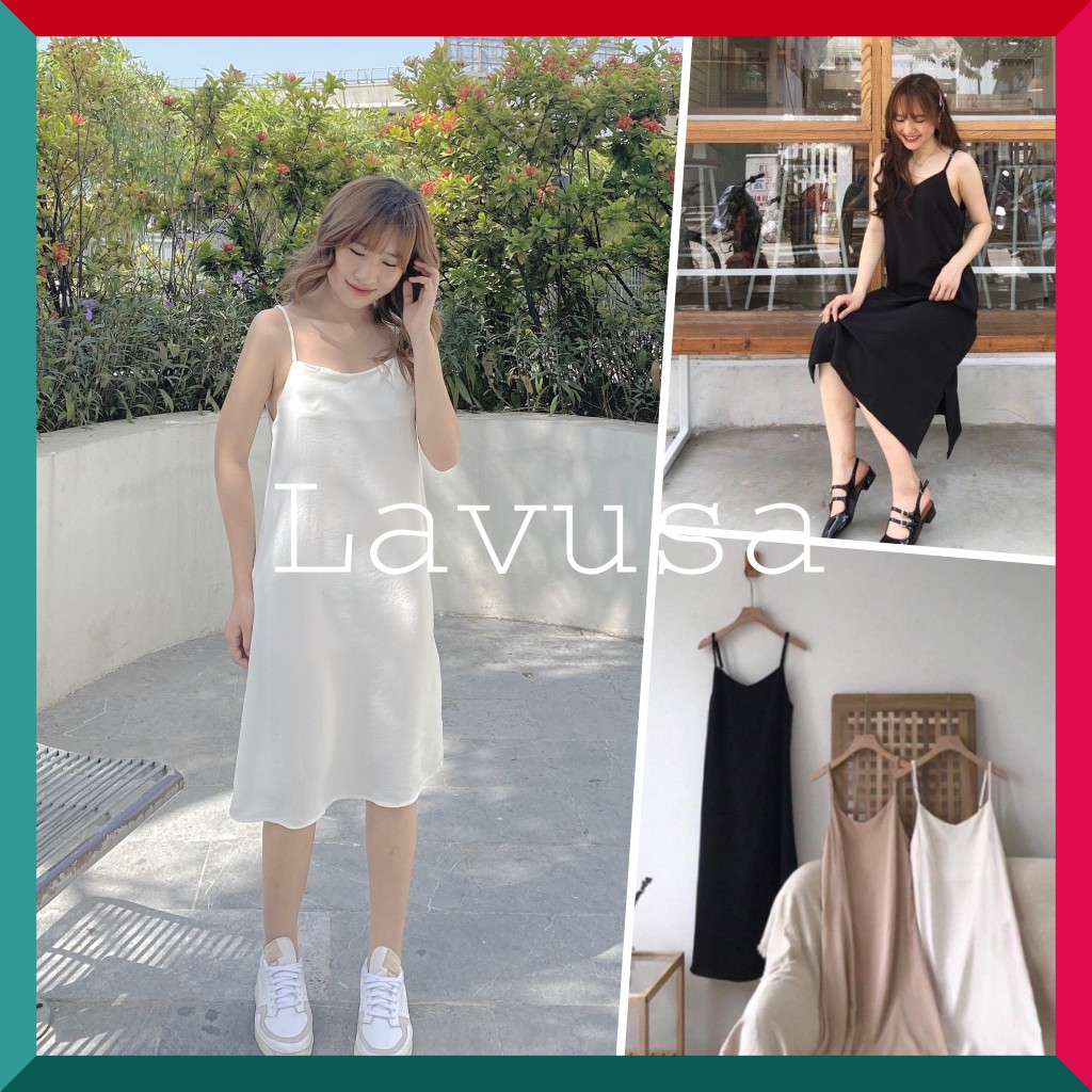 [ Mã FAMAYWA2 giảm 10K đơn 50K] Váy 2 dây 🐷FREESHIP🐷 Đầm suông chất đũi lụa trơn basic nữ LAVUSA