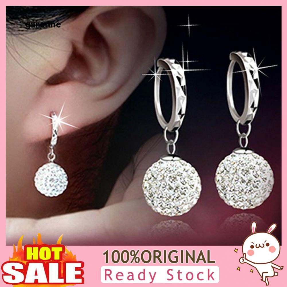 GA_Fashion Charming Rhinestones Round Ball Drop Huggie Earrings Women Jewelry Gift