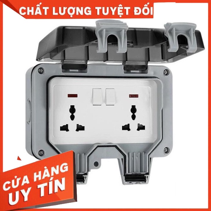 Ổ cắm điện đôi ngoài trời chống nước kèm công tắc bao gồm cả hộp và mặt ổ cắm