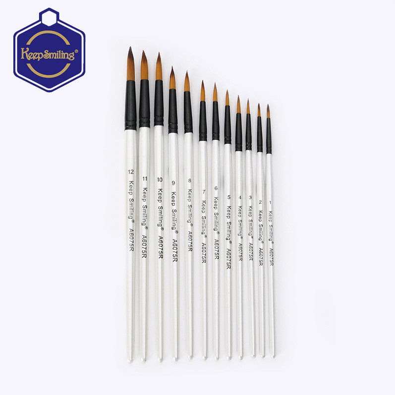 Bộ 12 cọ vẽ màu nước trắng ngọc trai dầu tròn Keep Smiling, waterbrush Lalunavn - B50