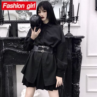 Áo Sơ Mi Tay Dài Dáng Rộng Phong Cách Harajuku Retro Cá Tính