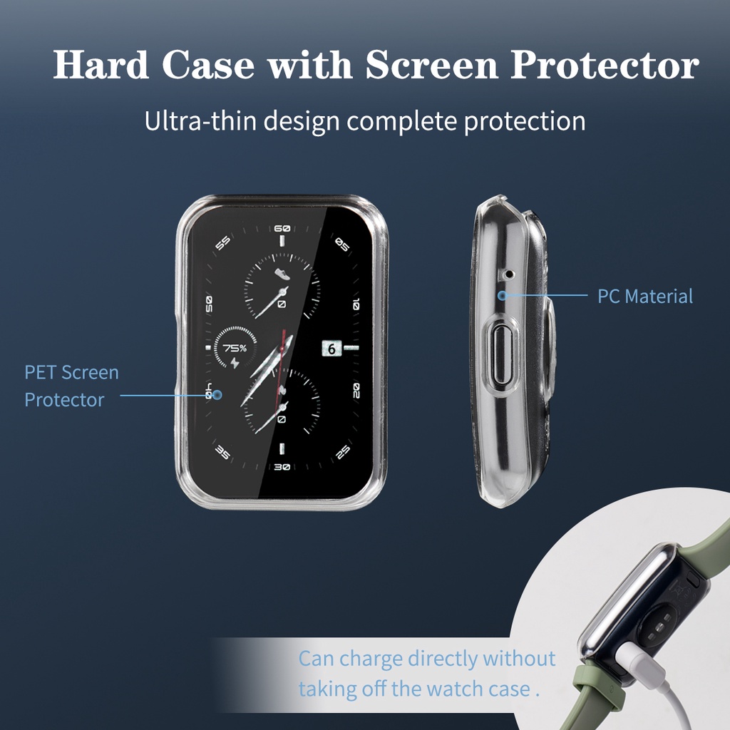 2in1 PET Film + PC Hard Case For Huawei Watch Fit Tempered glass integrated protective Cover