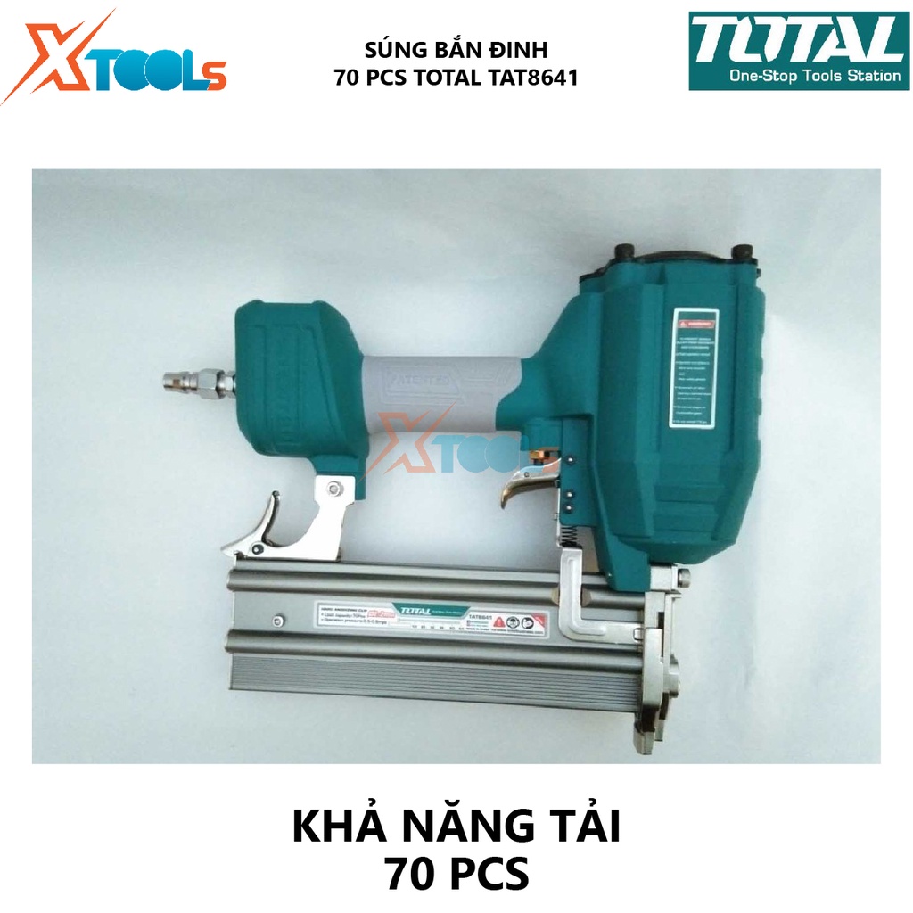 Súng bắn đinh bê tông TOTAL TAT8641 máy bắn đinh dùng hơi 70pcs, 18-64mmx2,2mm, 0,5-0,8Mpa(75-116Psi), 18-64mm [XTOOLs]