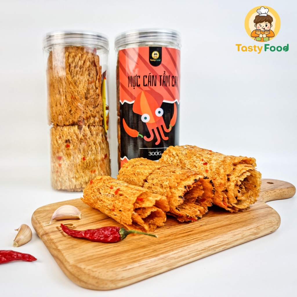 300G Hũ Mực Cán Tẩm Gia Vị Cay Tasty Food