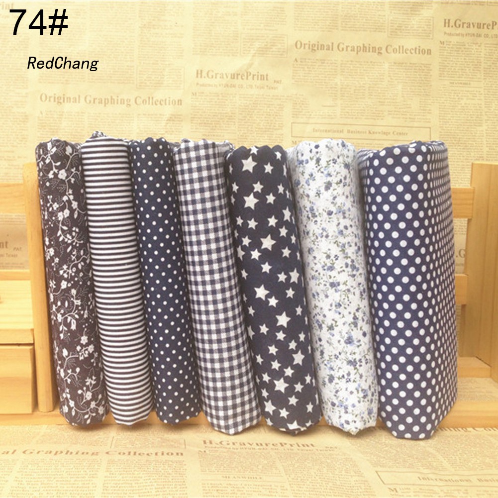 Set 7 Tấm Vải Cotton Họa Tiết Hoa Dùng Làm Đồ Thủ Công