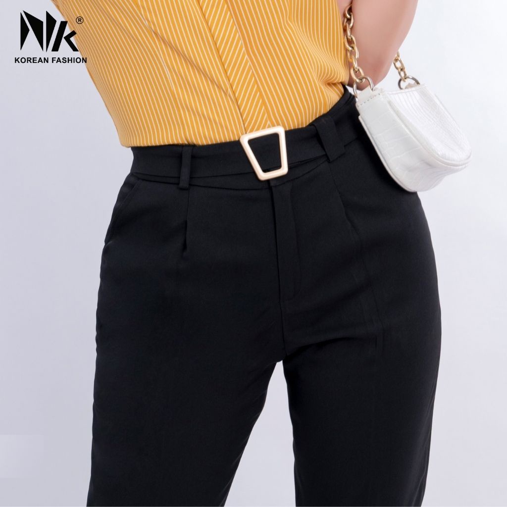 Quần Tây Nữ Công Sở NK Fashion Dáng Baggy Đai Cạp, Chất Liệu Nhập Hàn Mềm Mịn, Chống Nhăn Xù NKQU2106003
