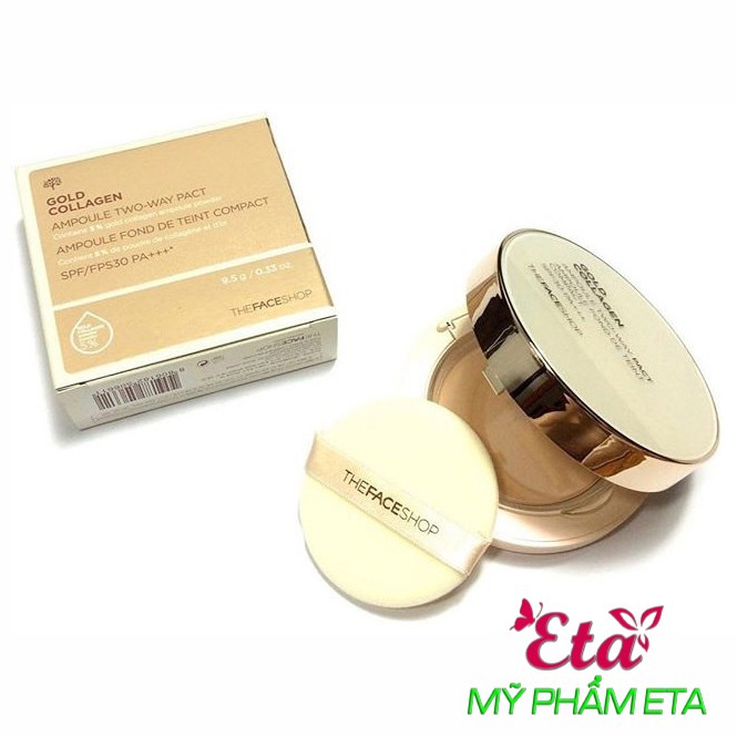 Phấn Phủ TFS Gold Collagen Ampoule Two-way Pact The Face Shop SPF30 PA+++