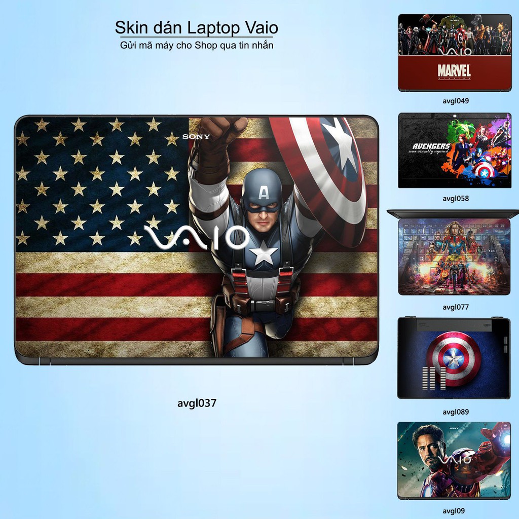 Skin dán Laptop Sony Vaio in hình Avenger (inbox mã máy cho Shop)