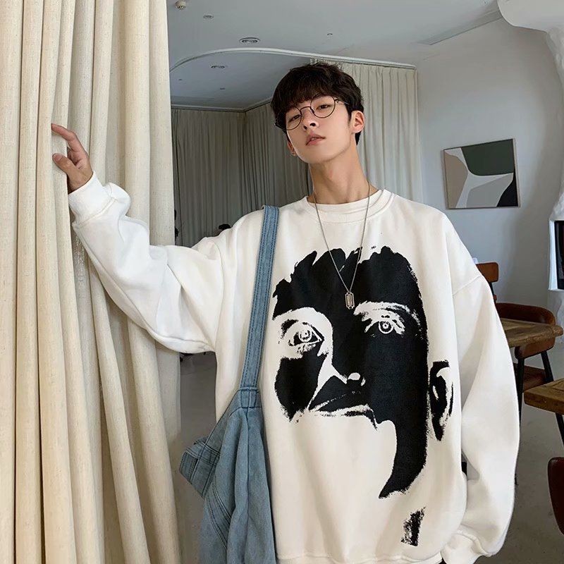 Áo Sweater Tay Dài Cổ Tròn Lót Nhung Phong Cách Hiphop Cho Nam