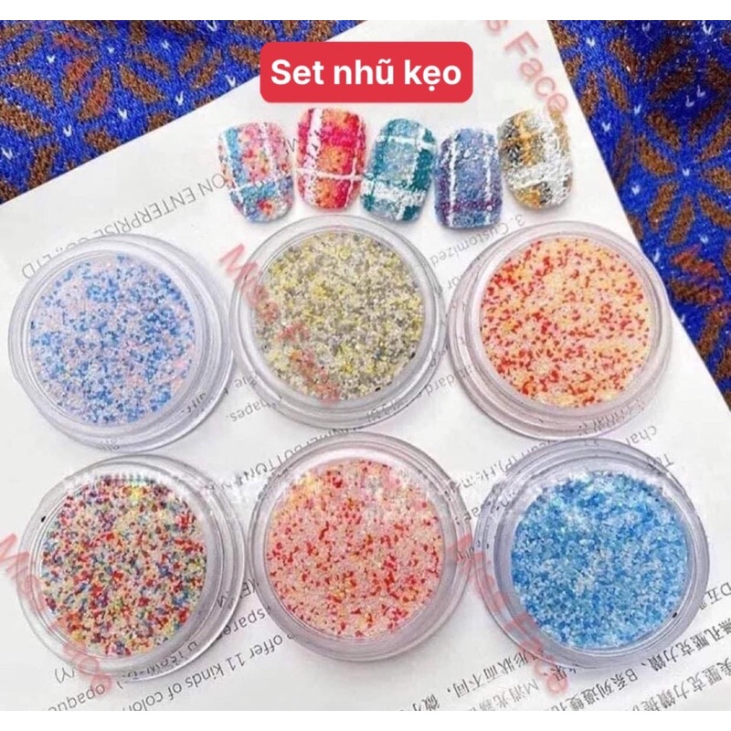 Set nhũ kẹo-set nhũ trang trí nail nhũ rắc kẻ dạ