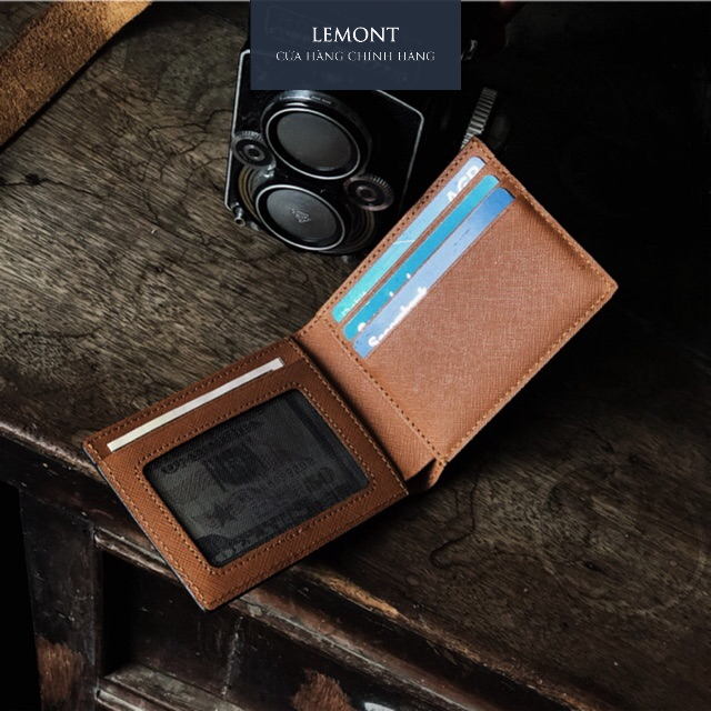 Ví nam da bò thật Minimal nhỏ gọn đựng tiền thẳng - Thiết kế chính hãng từ Lemont.