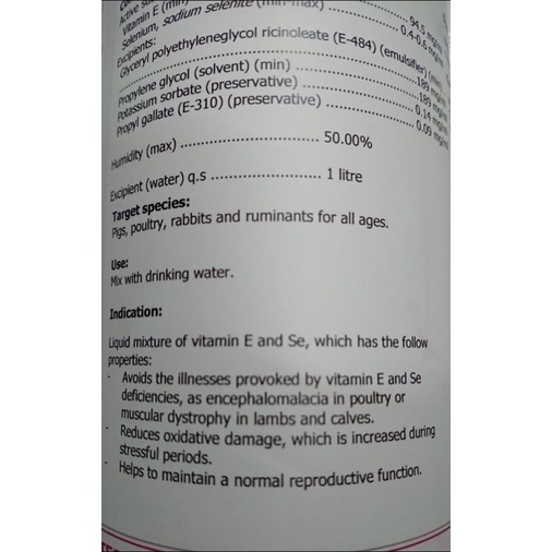 Bổ sung vitamin E+selen dành cho chim cảnh chai chiết lẻ