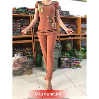 ĐỒ BỘ QUẦN DÀI THUN SOLEN PHỐI REN, LƯỚI ÉP ĐÁ CAO CẤP