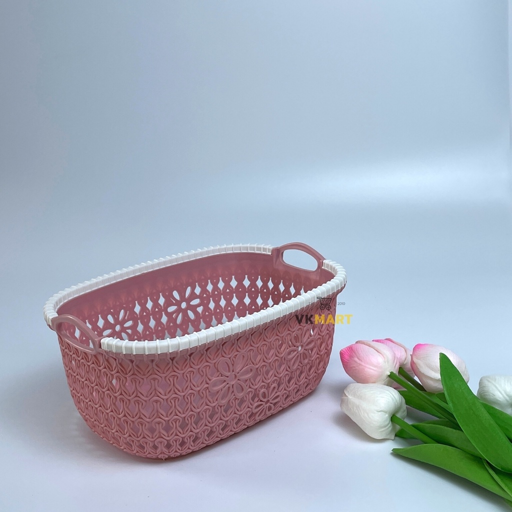 Giỏ nhựa hoa, Rổ đựng đồ Việt Nhật, có tay cầm tiện dụng đa năng 3377