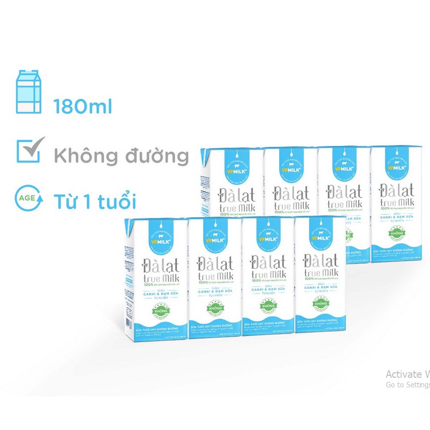 Bán lẻ 1 lốc Sữa tươi Đà Lạt True Milk ít đường/không đường