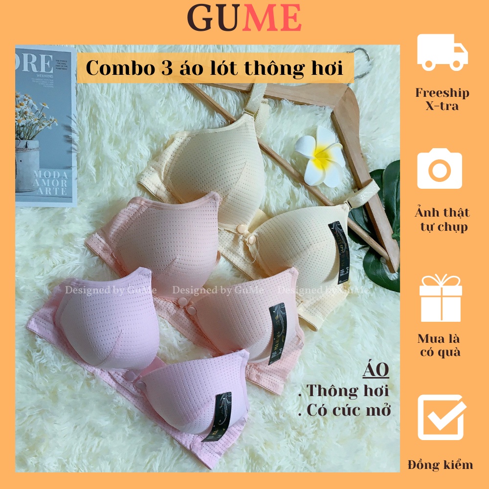 Combo 3 áo lót thông hơi dành cho bầu và sau sinh, có nút mở cho bé ti tiện lợi, chất đẹp loại 1