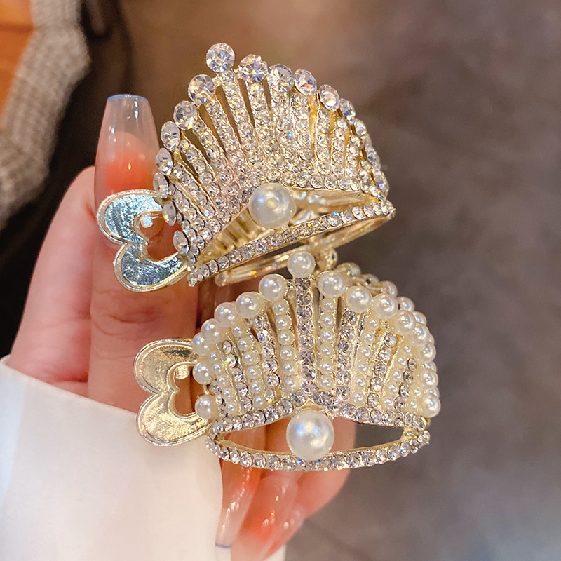 Kẹp Tóc Càng Cua Đính Đá &amp; Ngọc Trai Nhân Tạo Thời Trang 2022 dreamdiary