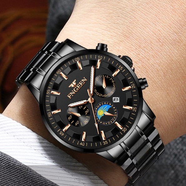 Đồng hồ nam FNGEEN chính hãng, dây thép bền màu, 2 màu đen trắng cực đẹp, kiểu dáng lịch lãm ( Mã: AF10 ) | BigBuy360 - bigbuy360.vn