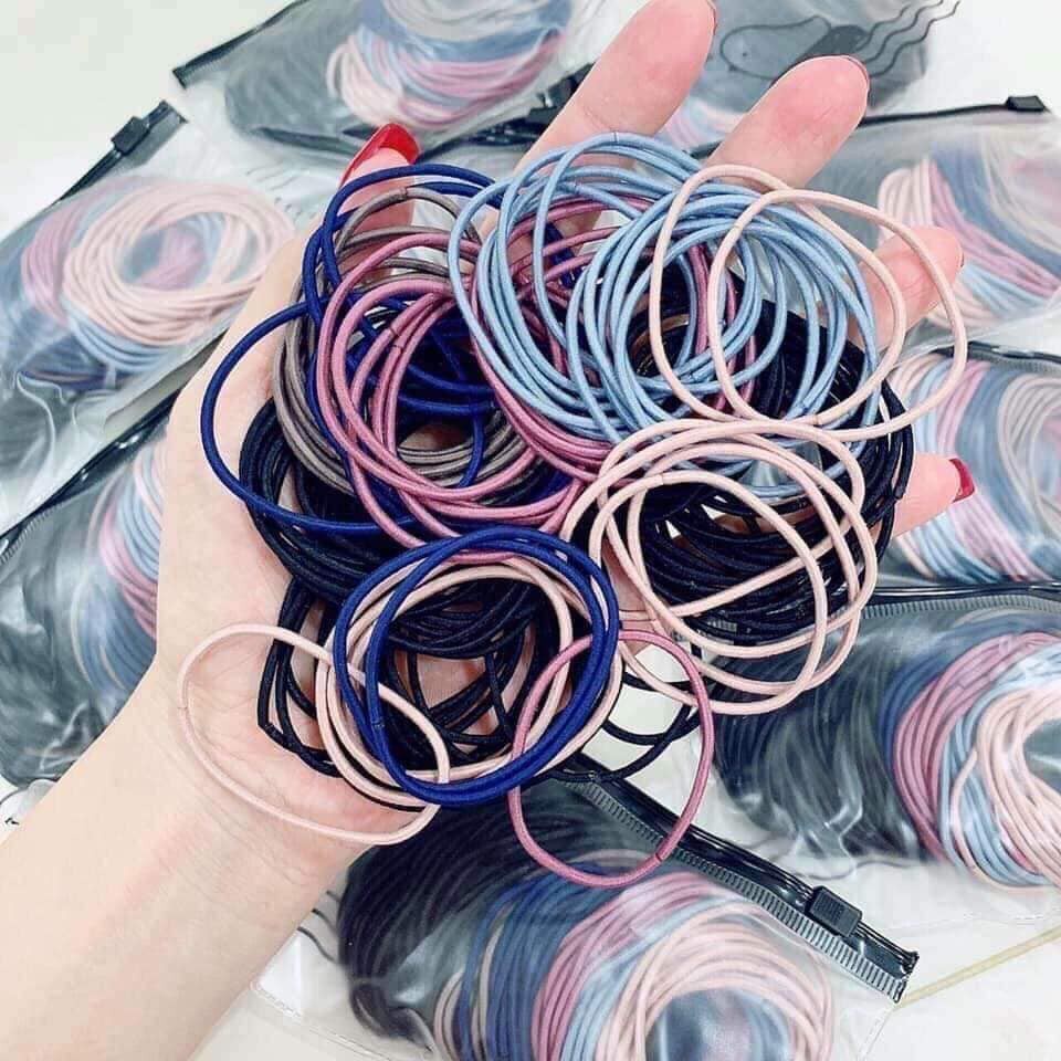 Chun buộc tóc-sét 100 chun buộc tóc nhiều màu