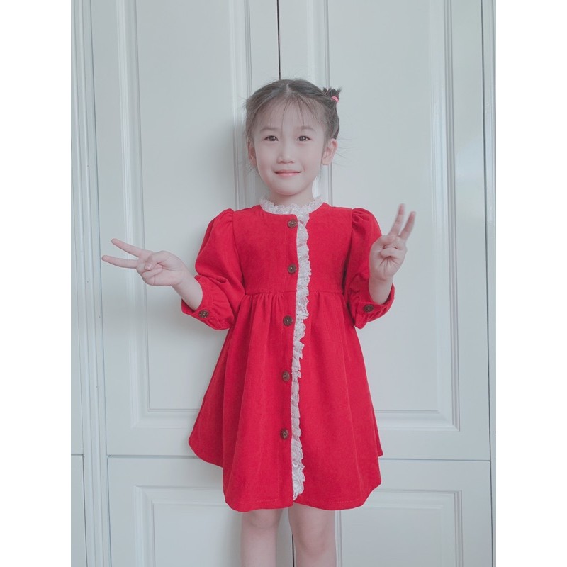 Váy  bé gái⚡𝑭𝑹𝑬𝑬 𝑺𝑯𝑰𝑷 𝑴𝑨𝑿⚡ NHƯ Ý HOUSE'S- đầm đỏ bé gái Hàng Thiết Kế Cao Cấp cho bé từ 1 - 8 Tuổi- ĐỎ KẸP