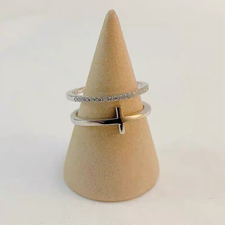 Nhẫn Nữ Chữ Thập Đính Đá Nhân Tạo Phong Cách Hàn Quốc R09