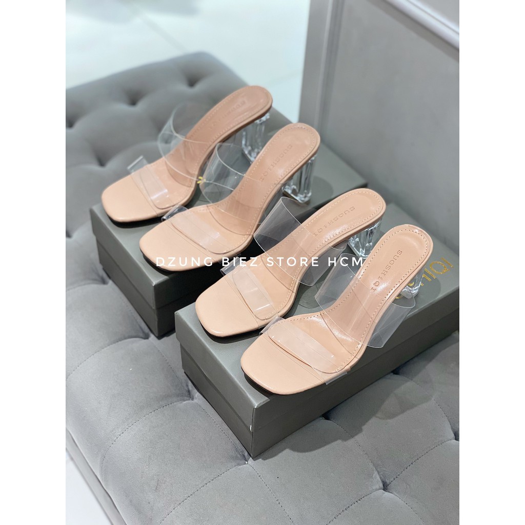 Dép 2 quai trong gót trong suốt hàng cao cấp