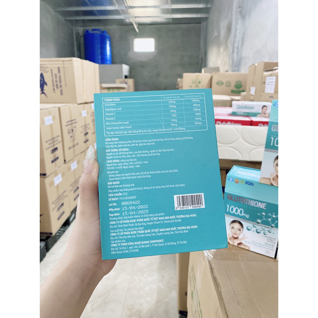 Viên uống Glutathione 1000  trắng sáng da mờ nám giảm tàn nhang lọ 30 viên chính hãng