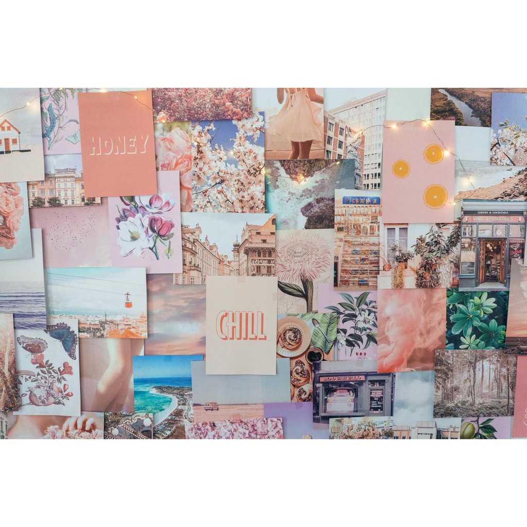 [FREESHIP EXTRA] 12 tấm Wall Collage - theme Hồng đào ngọt lịm